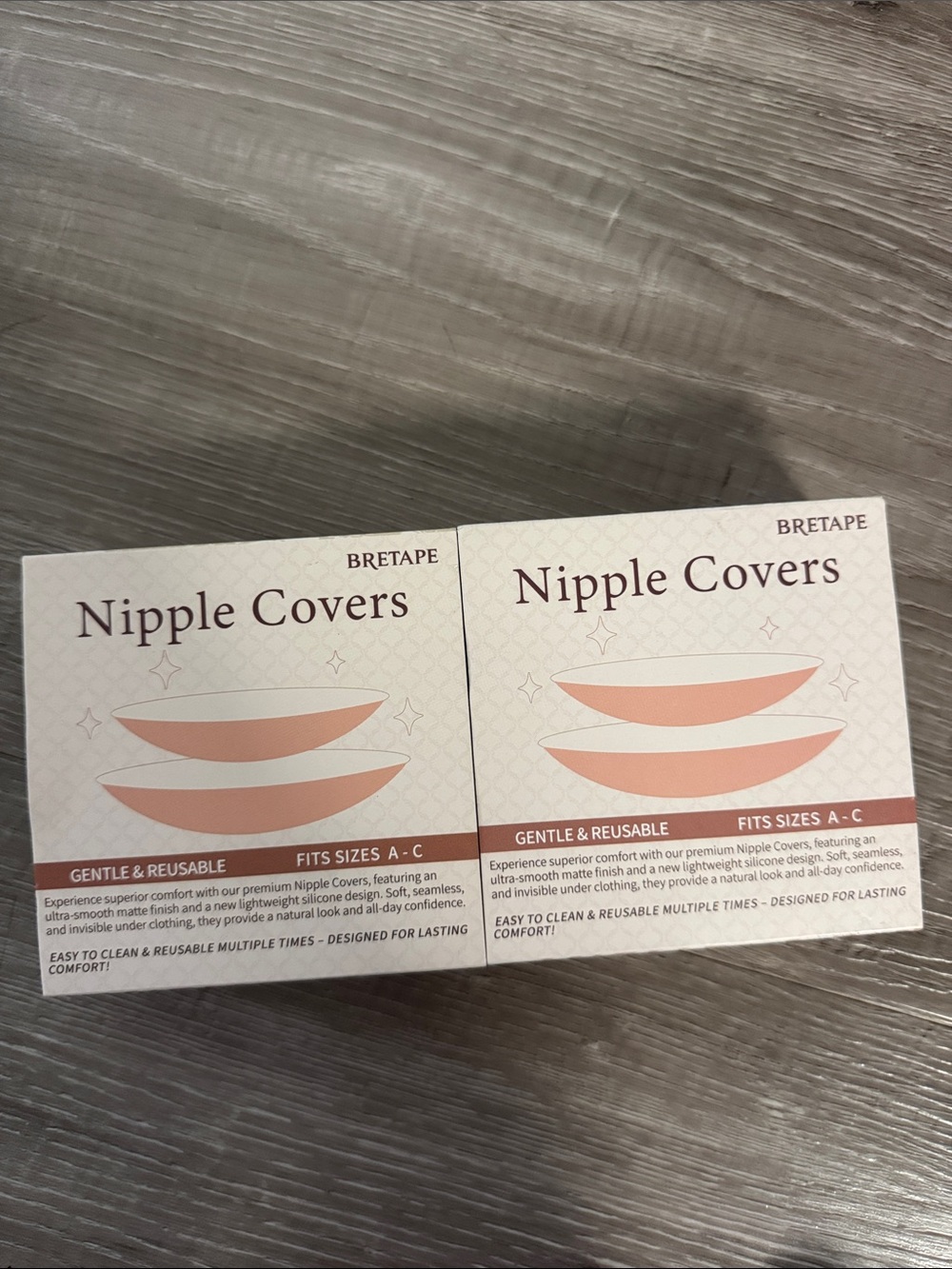 2 packs Nude Nipple Covers - Reusable Adhesive Cups (Fits A-C)